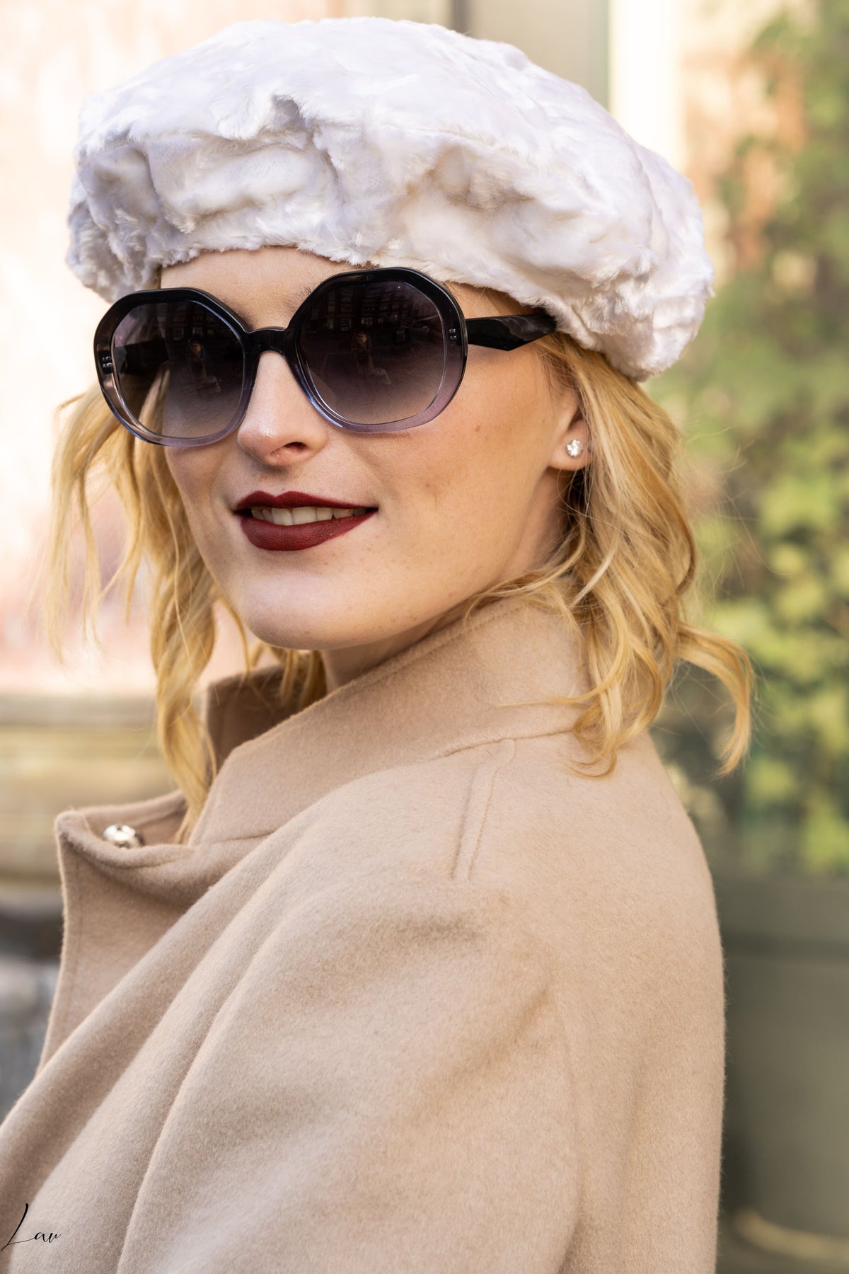 Béret Amandine en fausse fourrure blanche