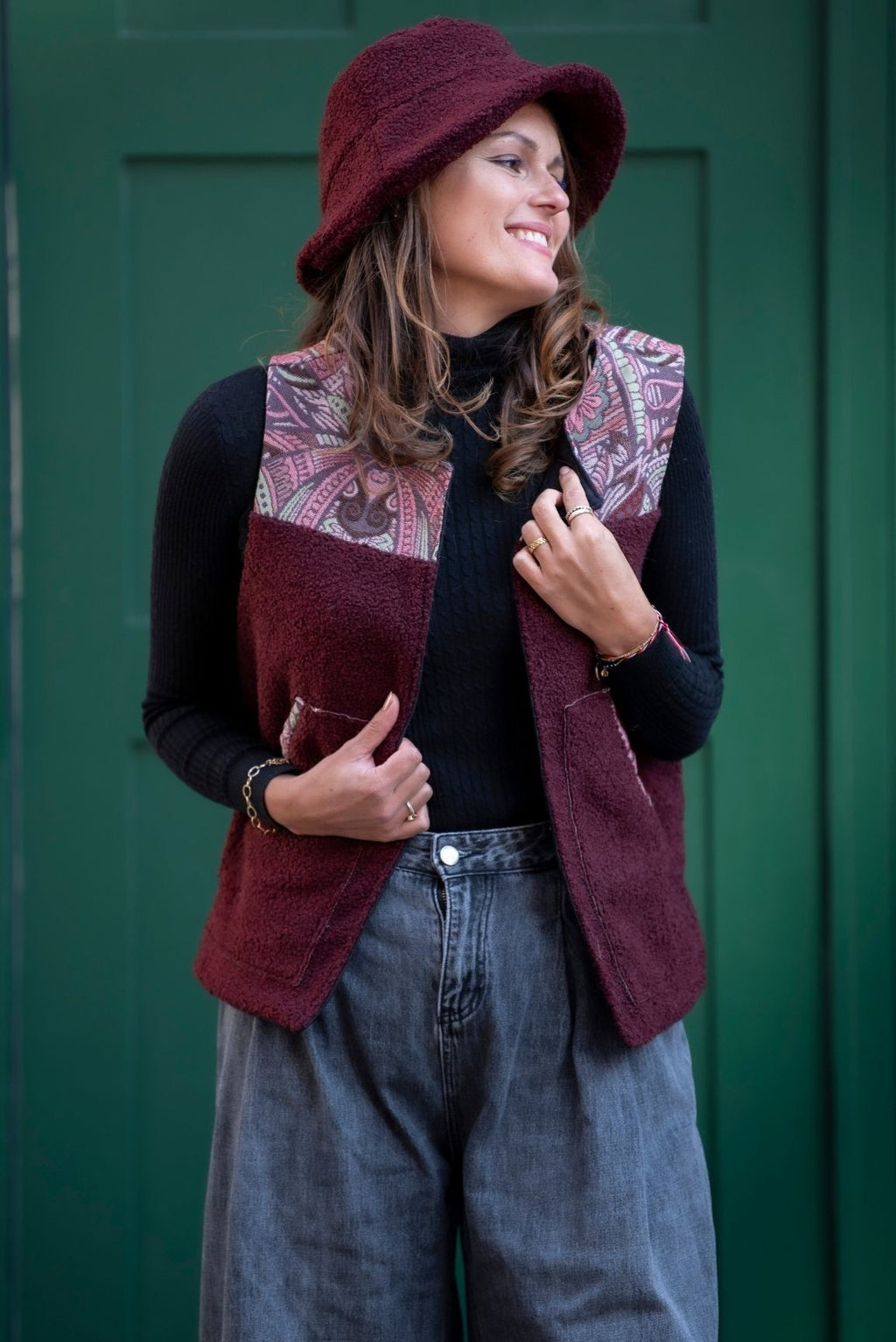 Gilet en Sherpa Bordeaux Livia