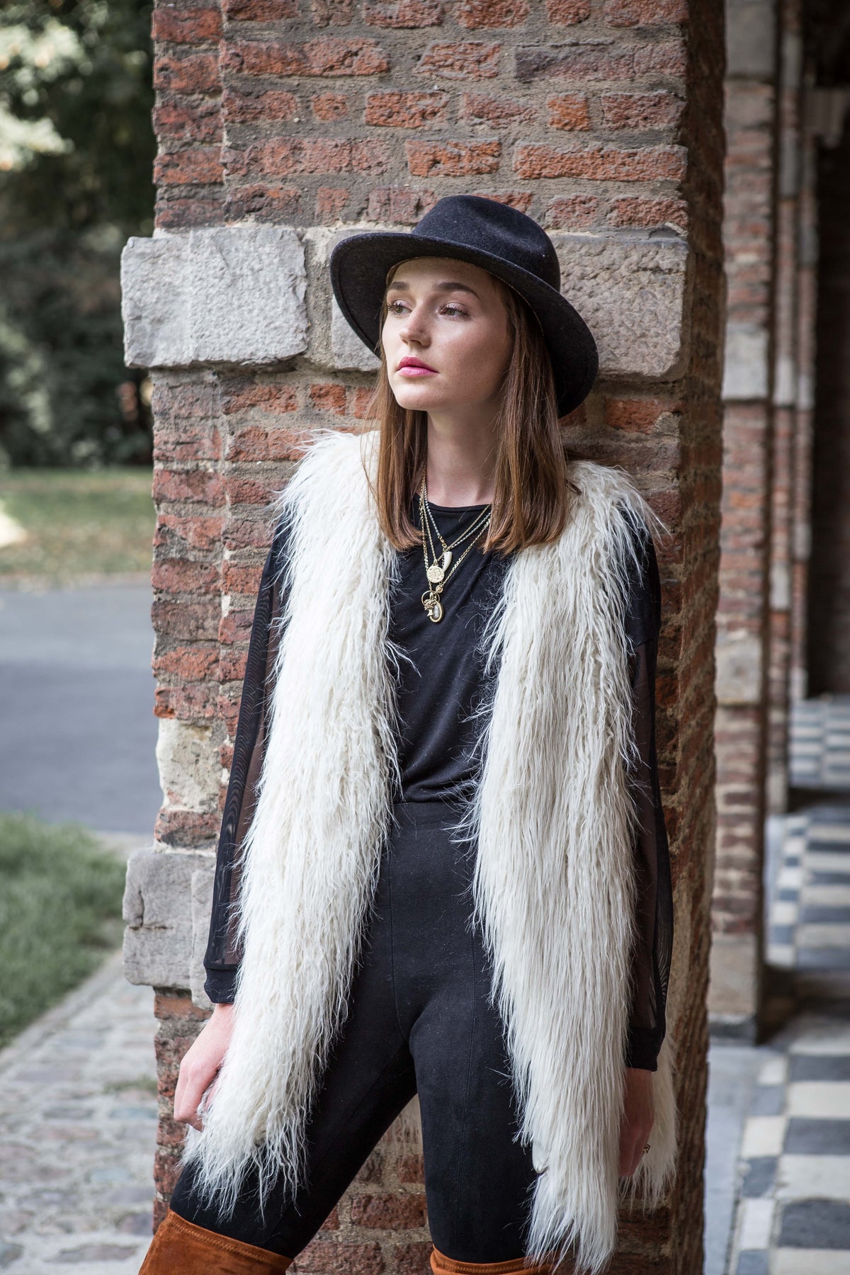 Gilet Odile en fausse fourrure de haute qualité