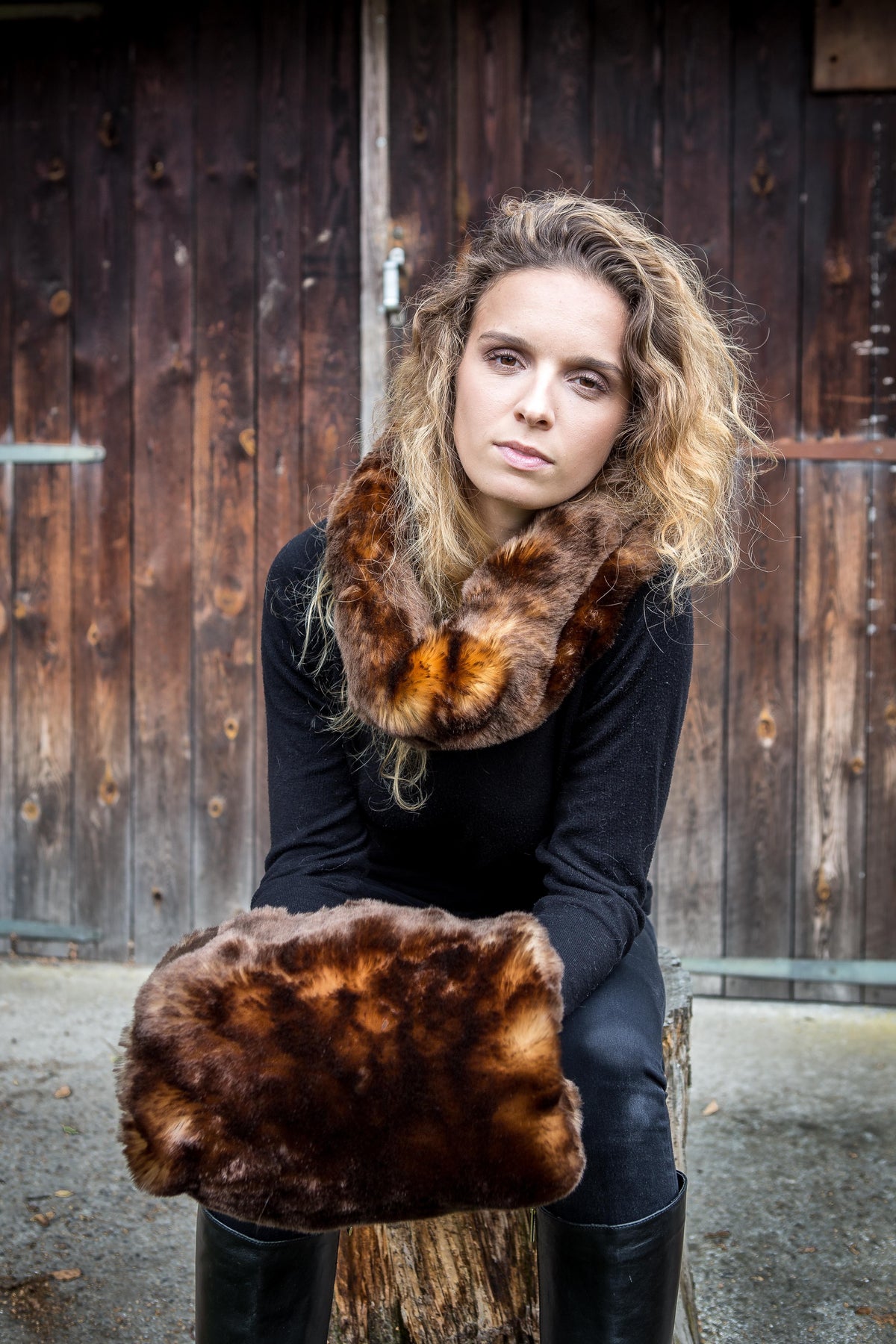 Manchon Alice en fausse fourrure de luxe