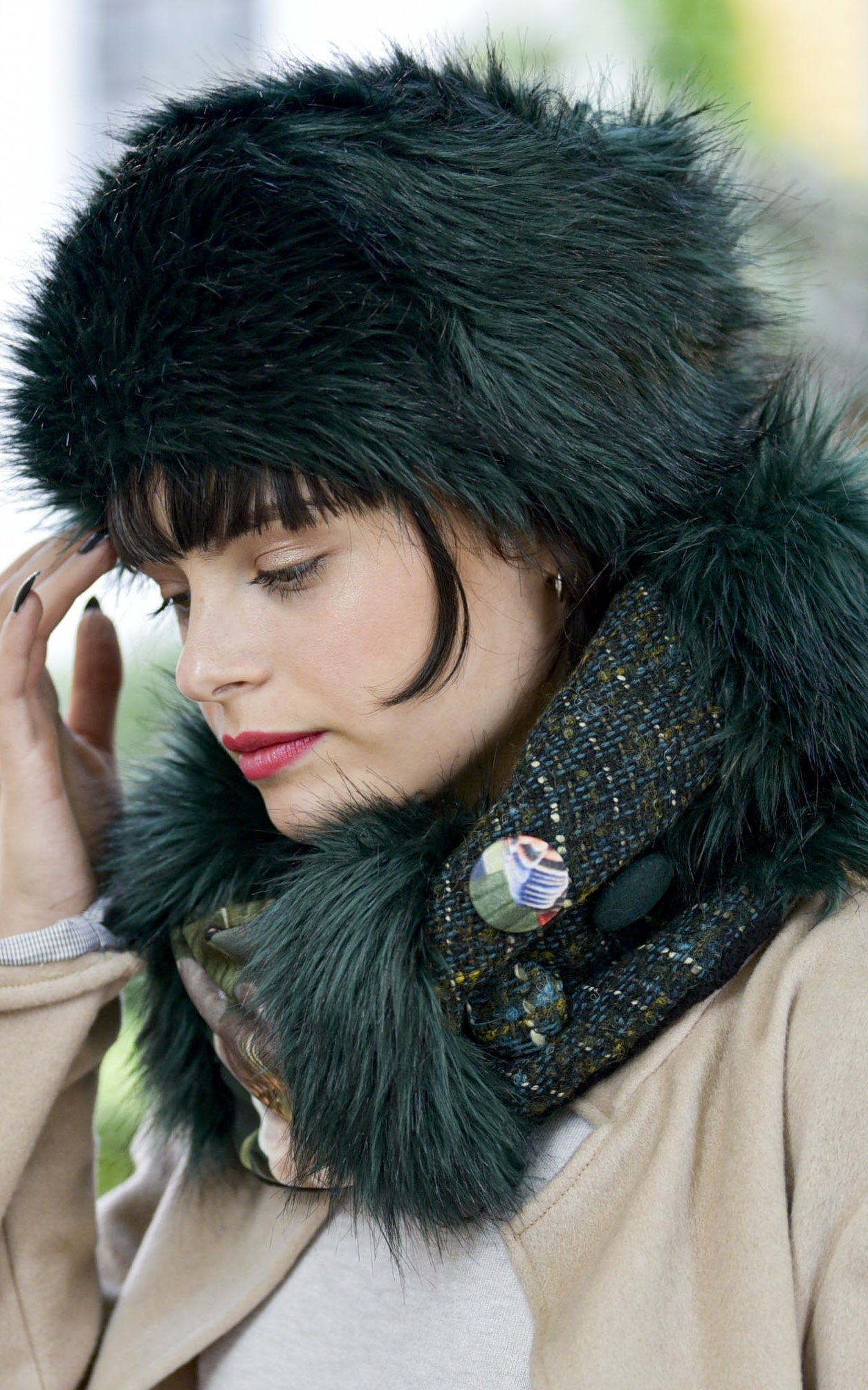 Petit col snood Marine en fausse fourrure de haute qualité