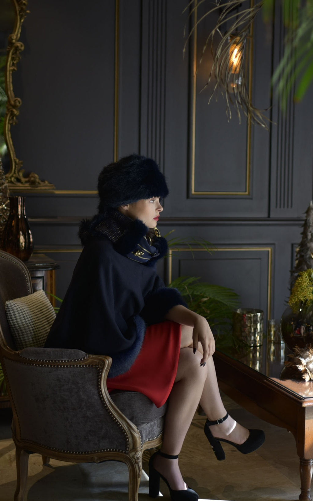 Poncho Hannah en fausse fourrure de luxe