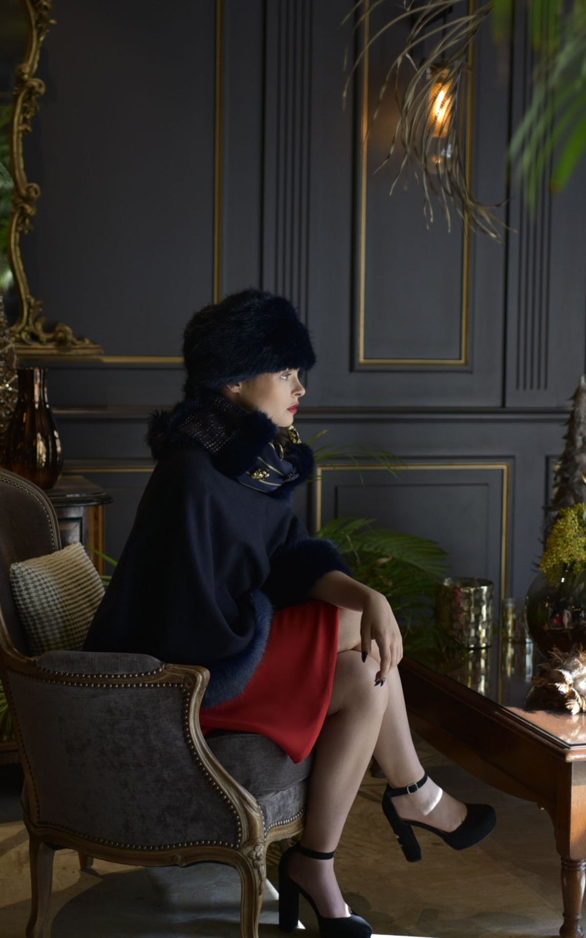 Poncho Hannah en fausse fourrure de luxe