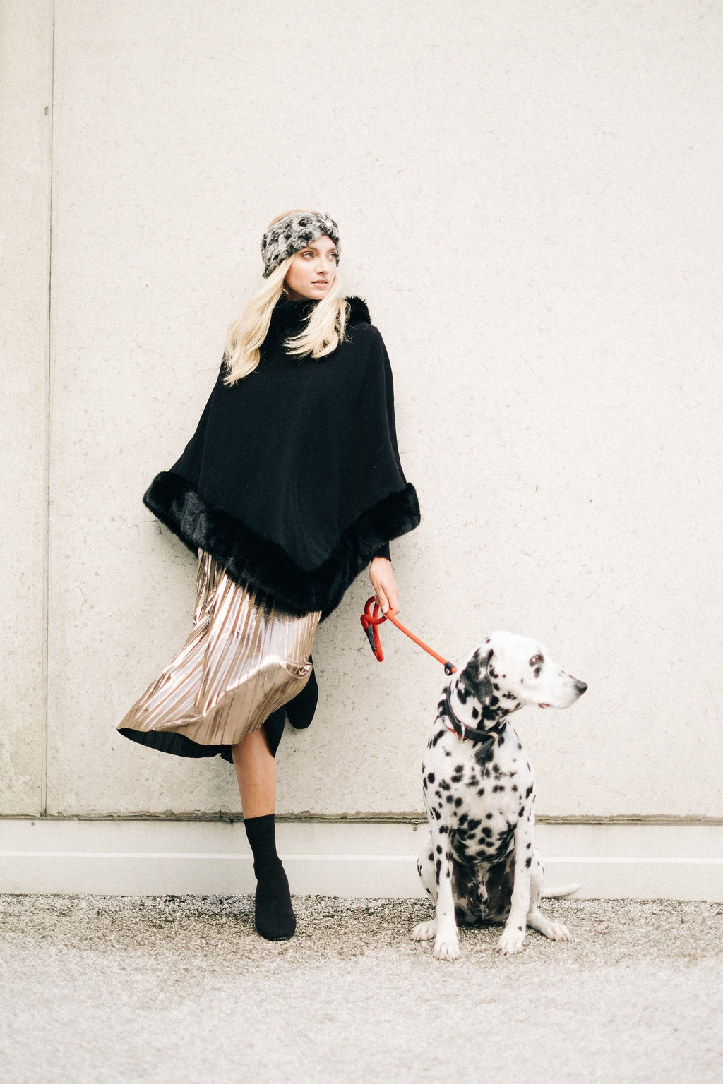 Poncho Isabelle en fausse fourrure de luxe