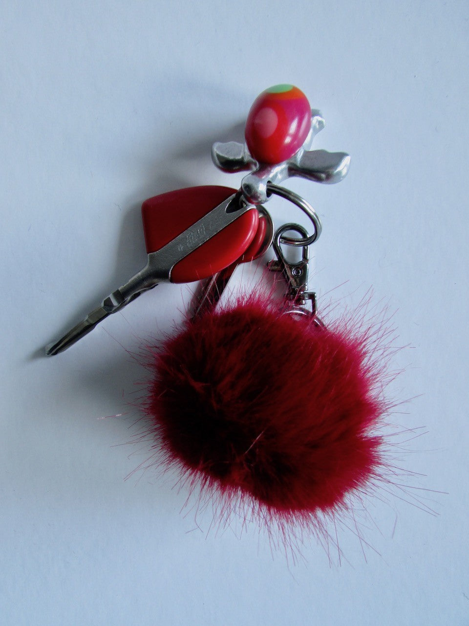 Porte-clé pompon Cléa en fausse fourrure de luxe