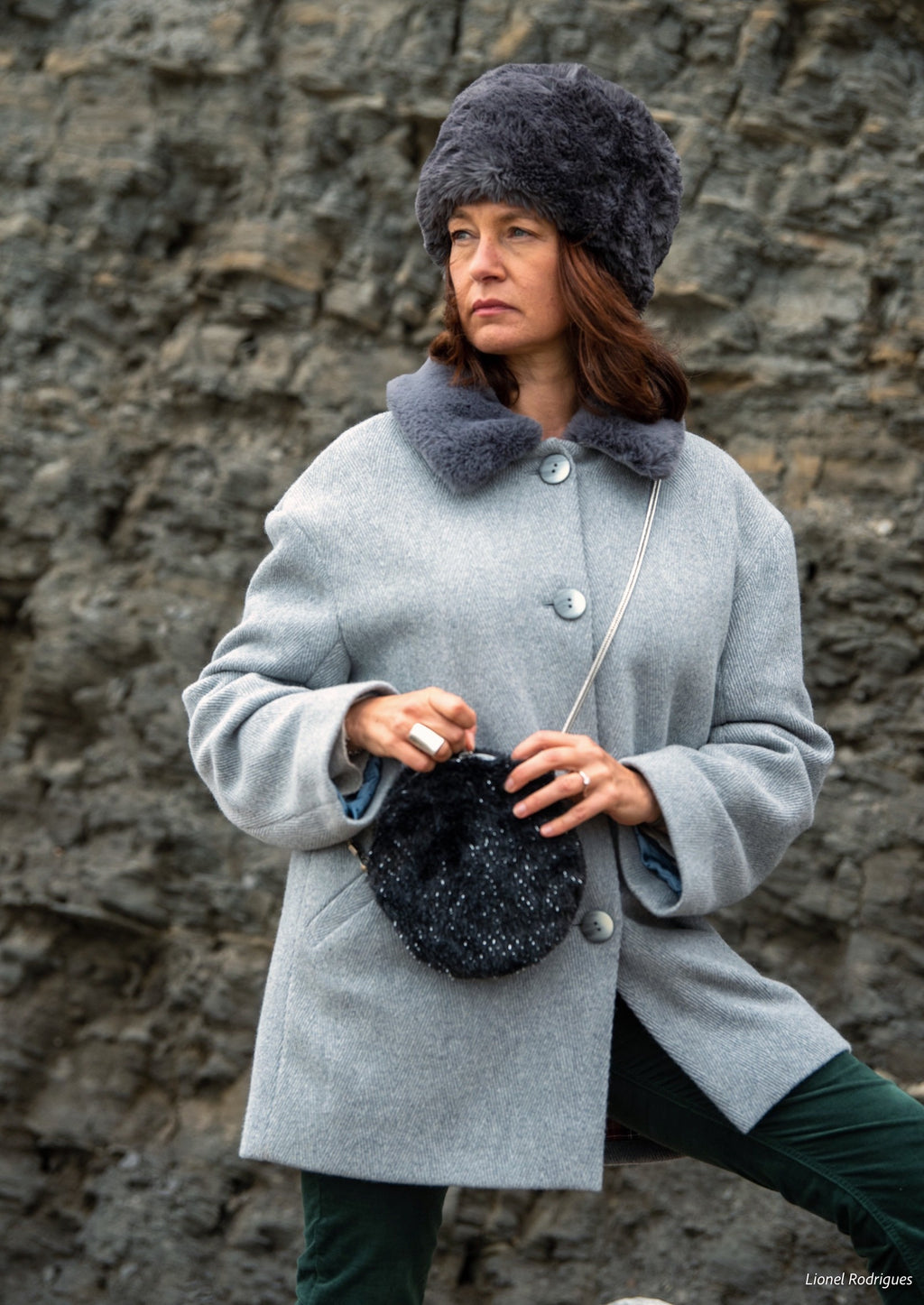 Sac Clémence rond en fausse fourrure de luxe