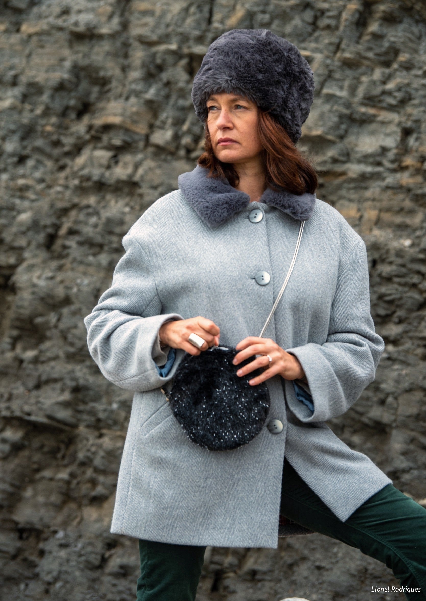 Sac Clémence rond en fausse fourrure de luxe
