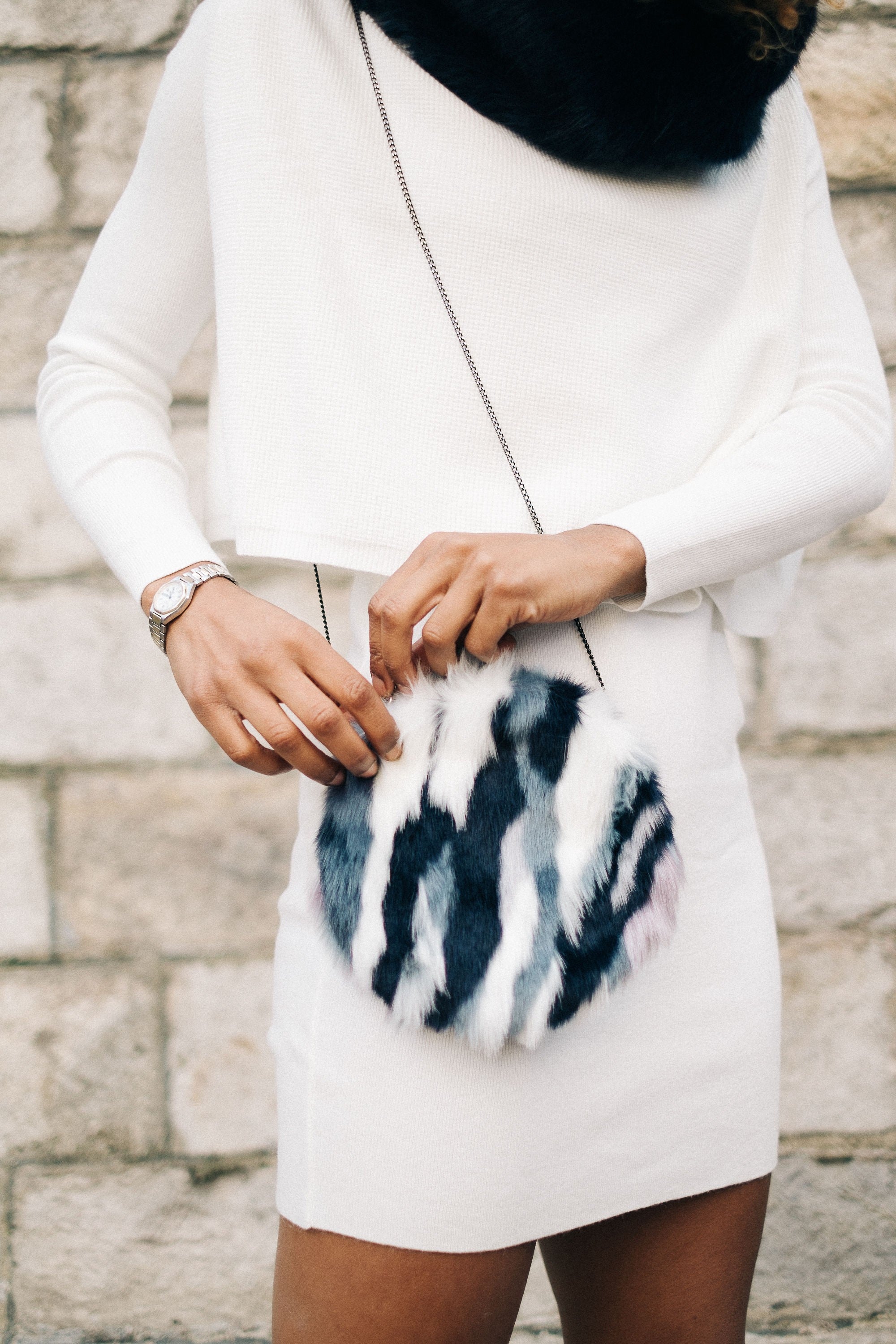 Sac Marine en fausse fourrure de luxe