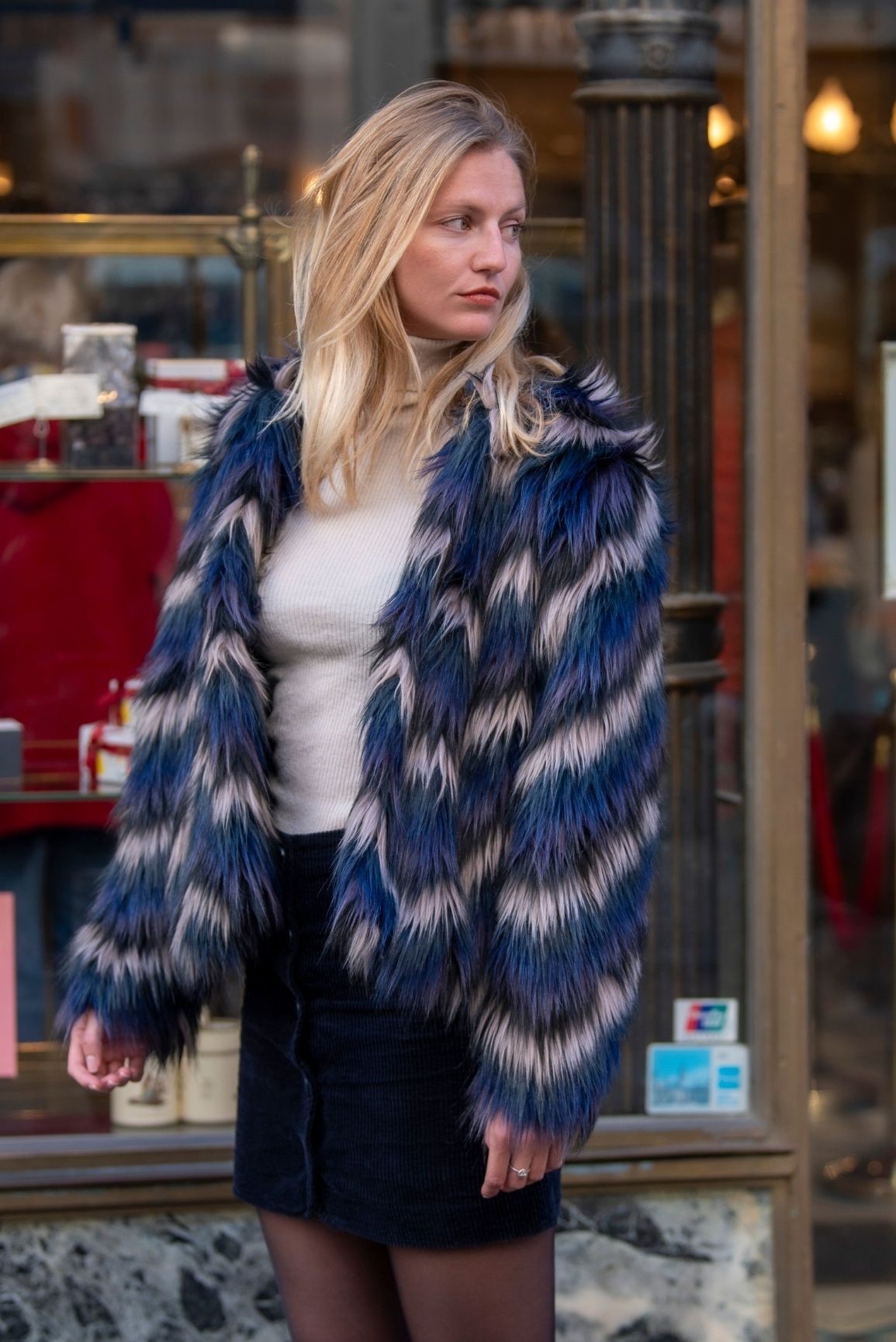Veste en Fausse Fourrure Ambre