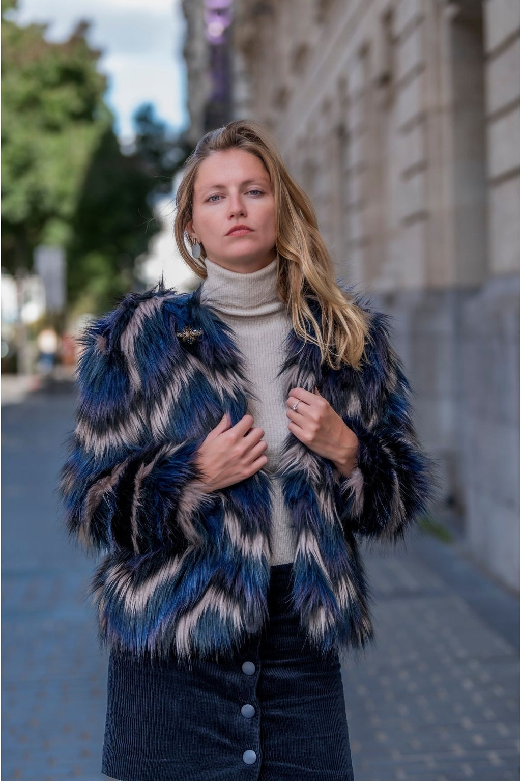 Veste en Fausse Fourrure Ambre