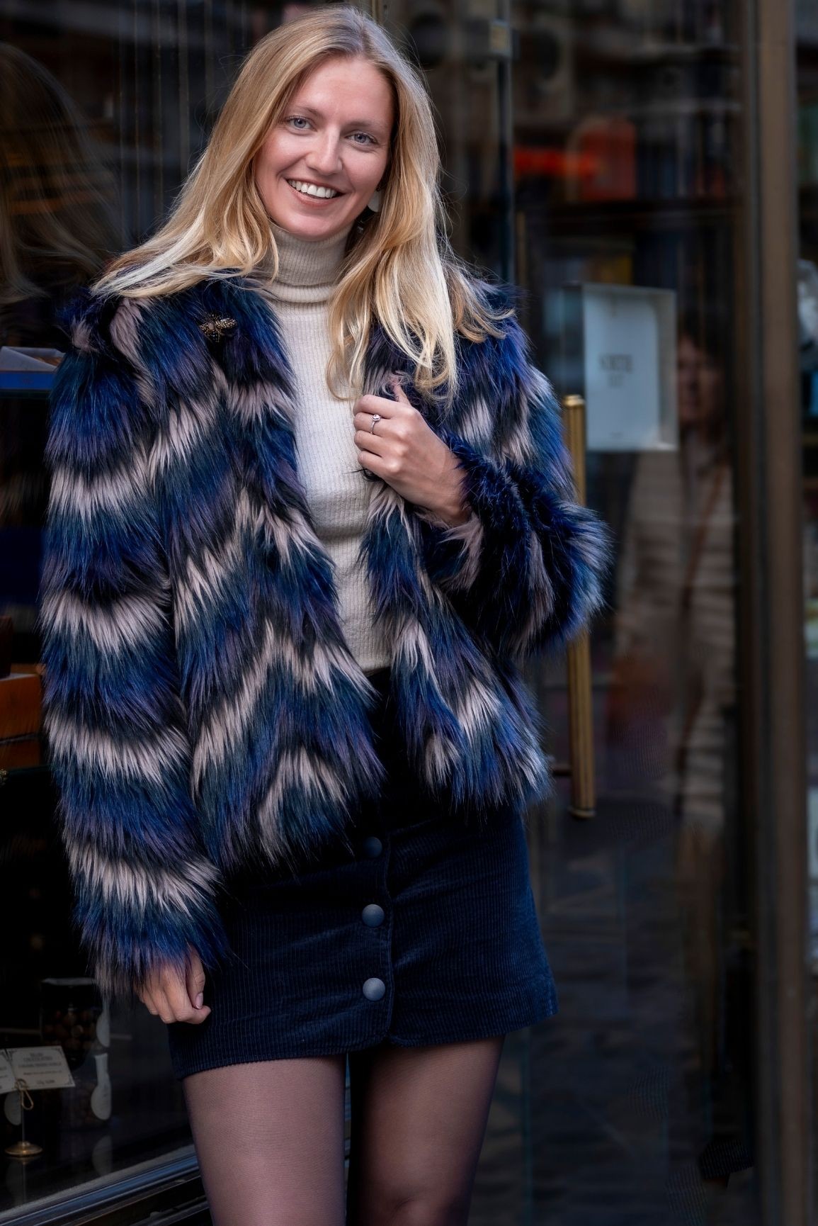 Veste en Fausse Fourrure Ambre