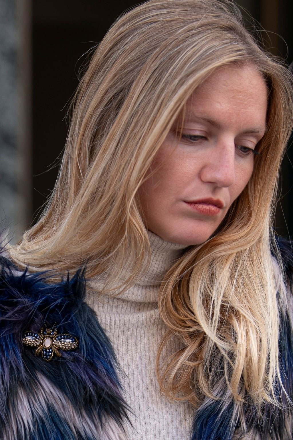Veste en Fausse Fourrure Ambre