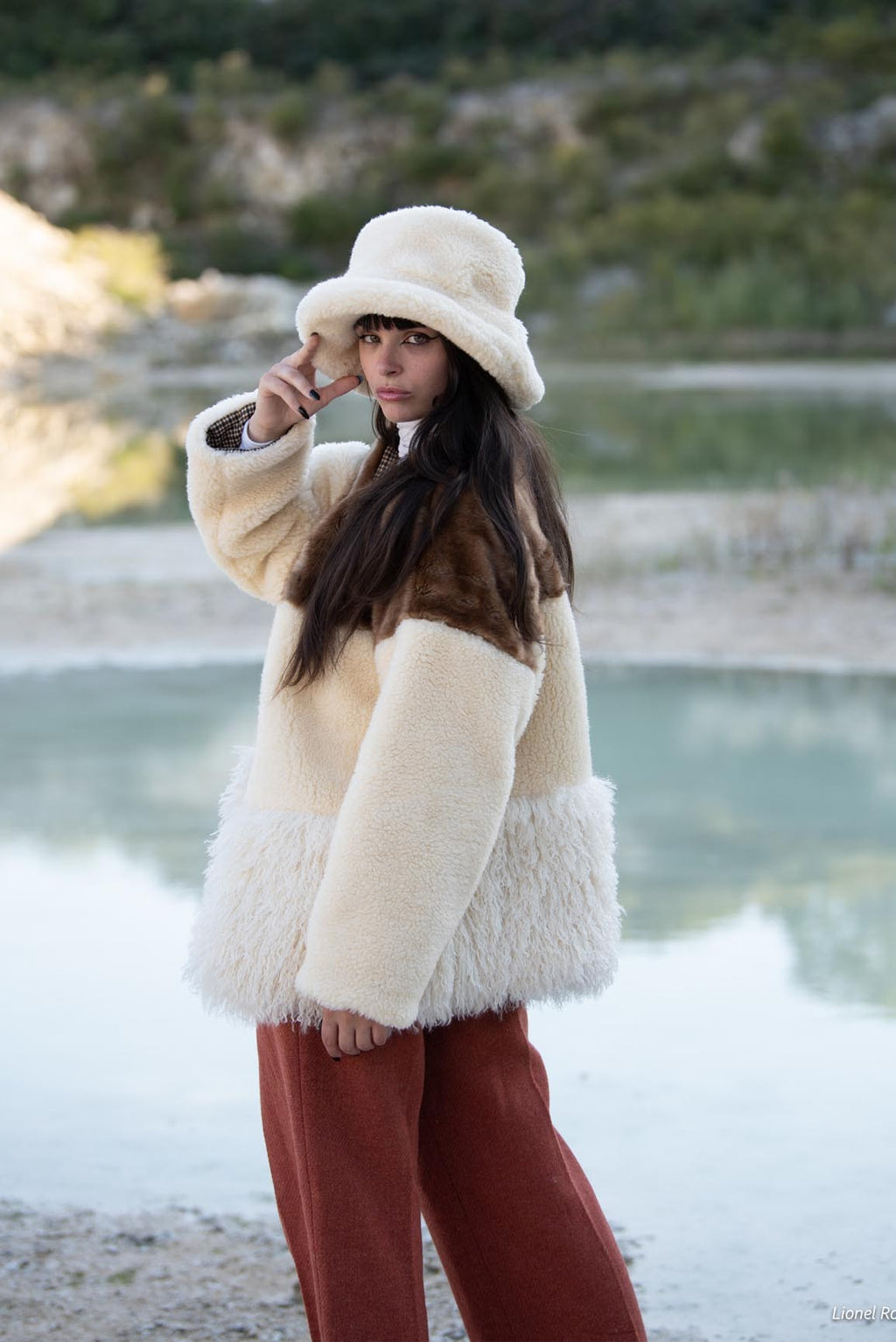 Veste kimono Zoé en fausse fourrure