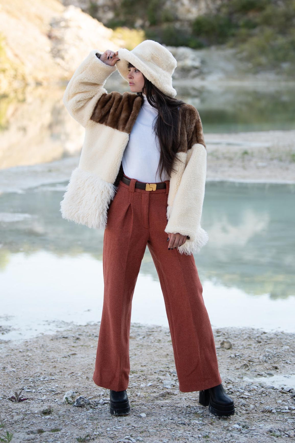 Veste kimono Zoé en fausse fourrure