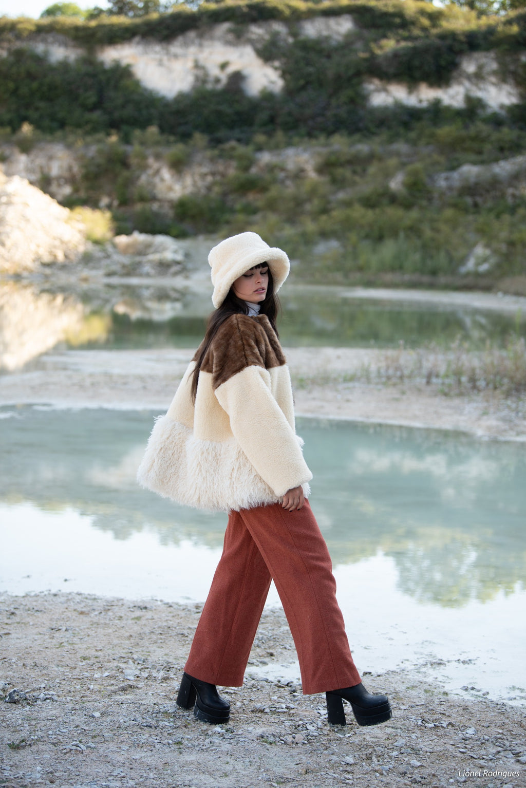 Veste kimono Zoé en fausse fourrure