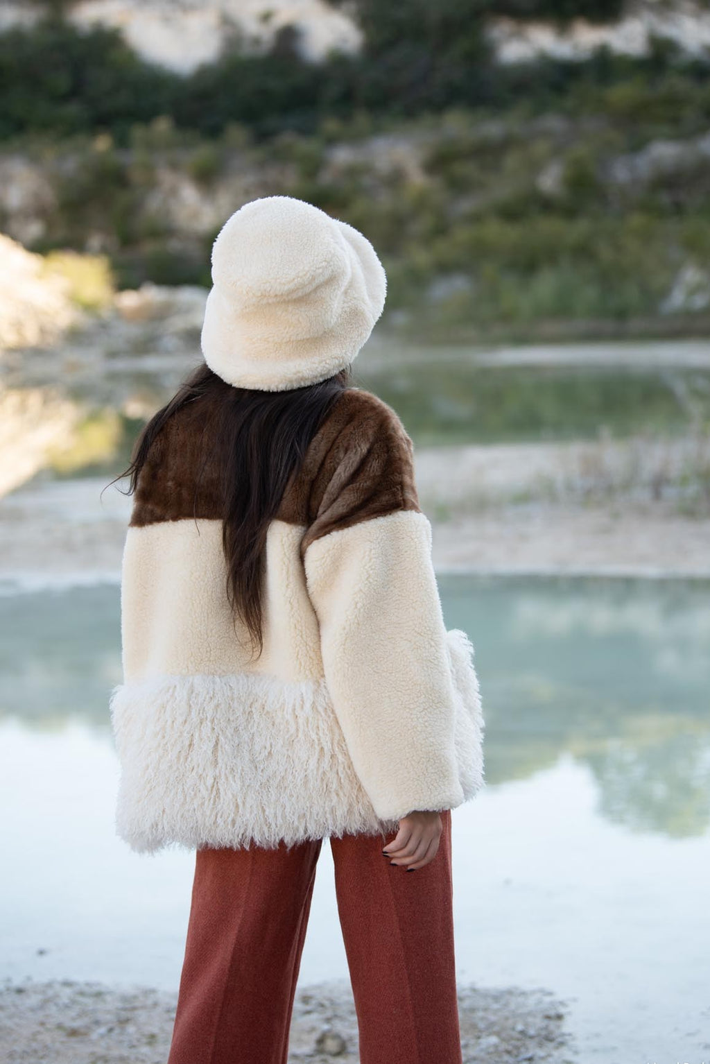Veste kimono Zoé en fausse fourrure