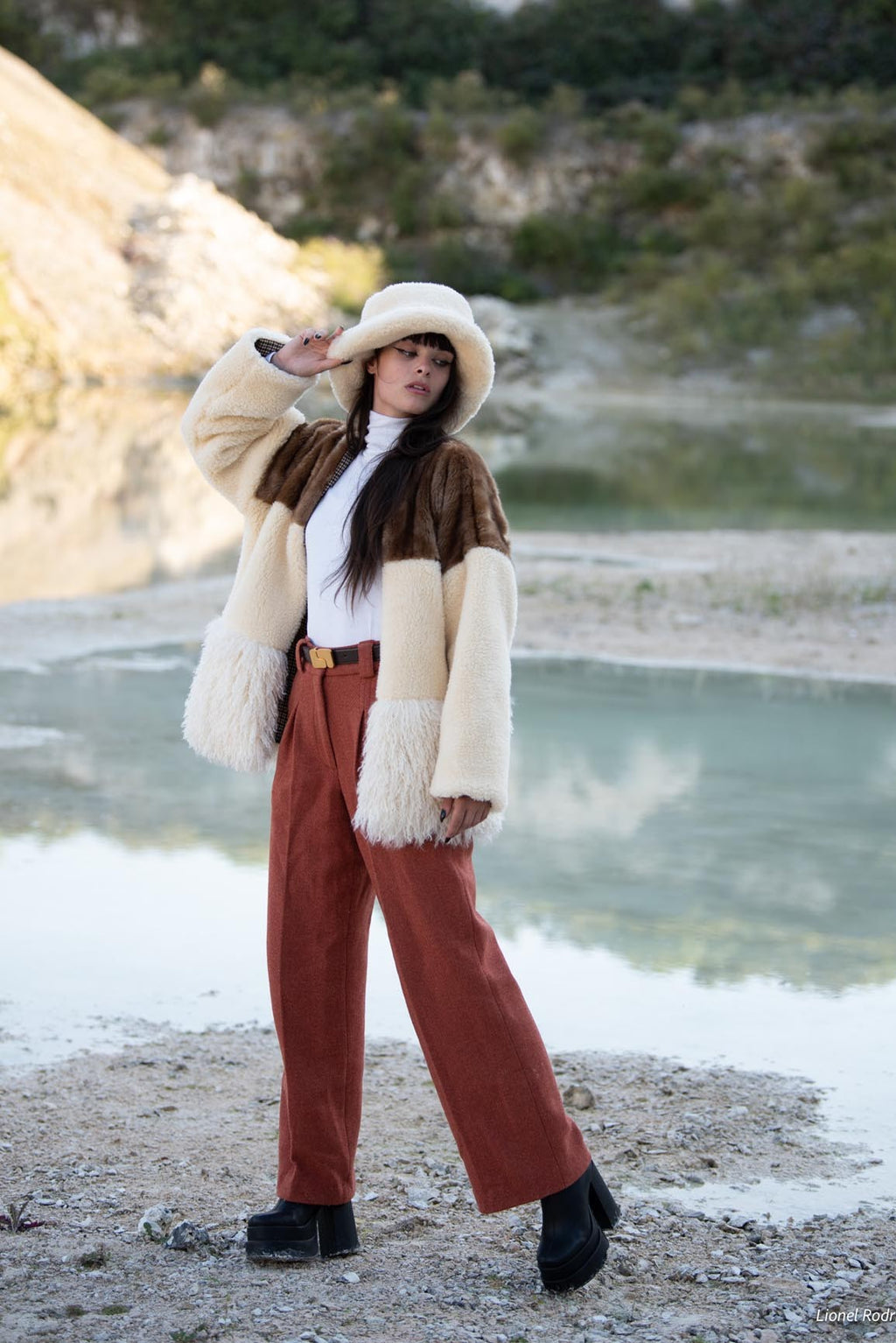 Veste kimono Zoé en fausse fourrure