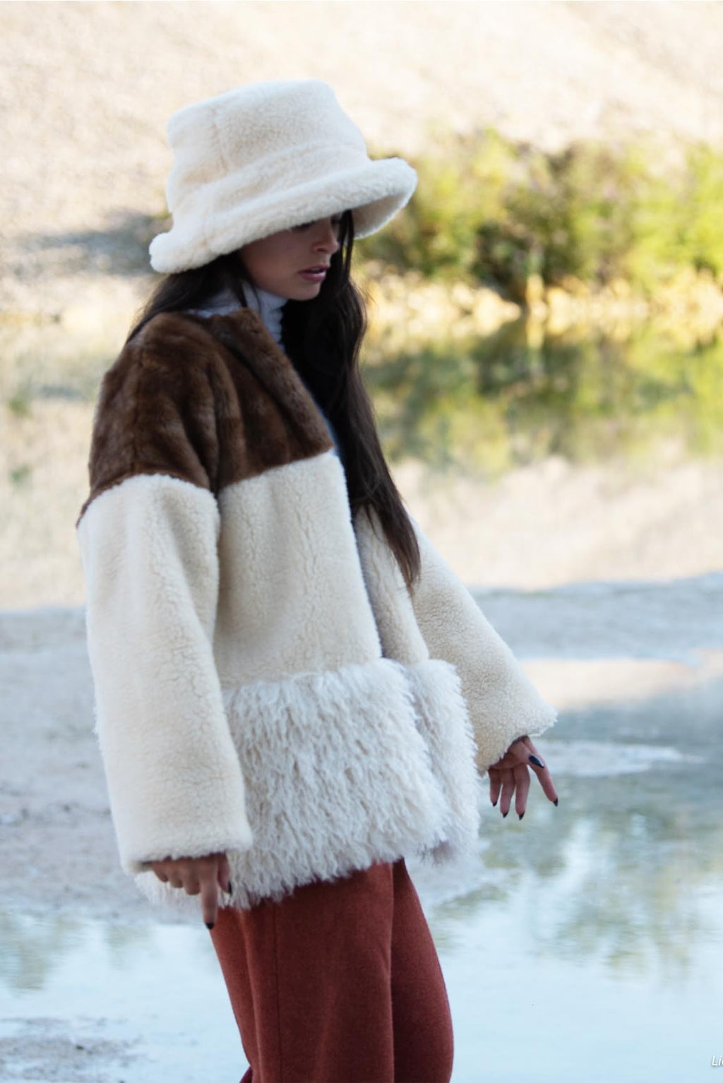 Veste kimono Zoé en fausse fourrure