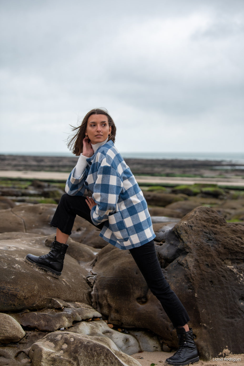 Veste Augustine à carreaux et en laine