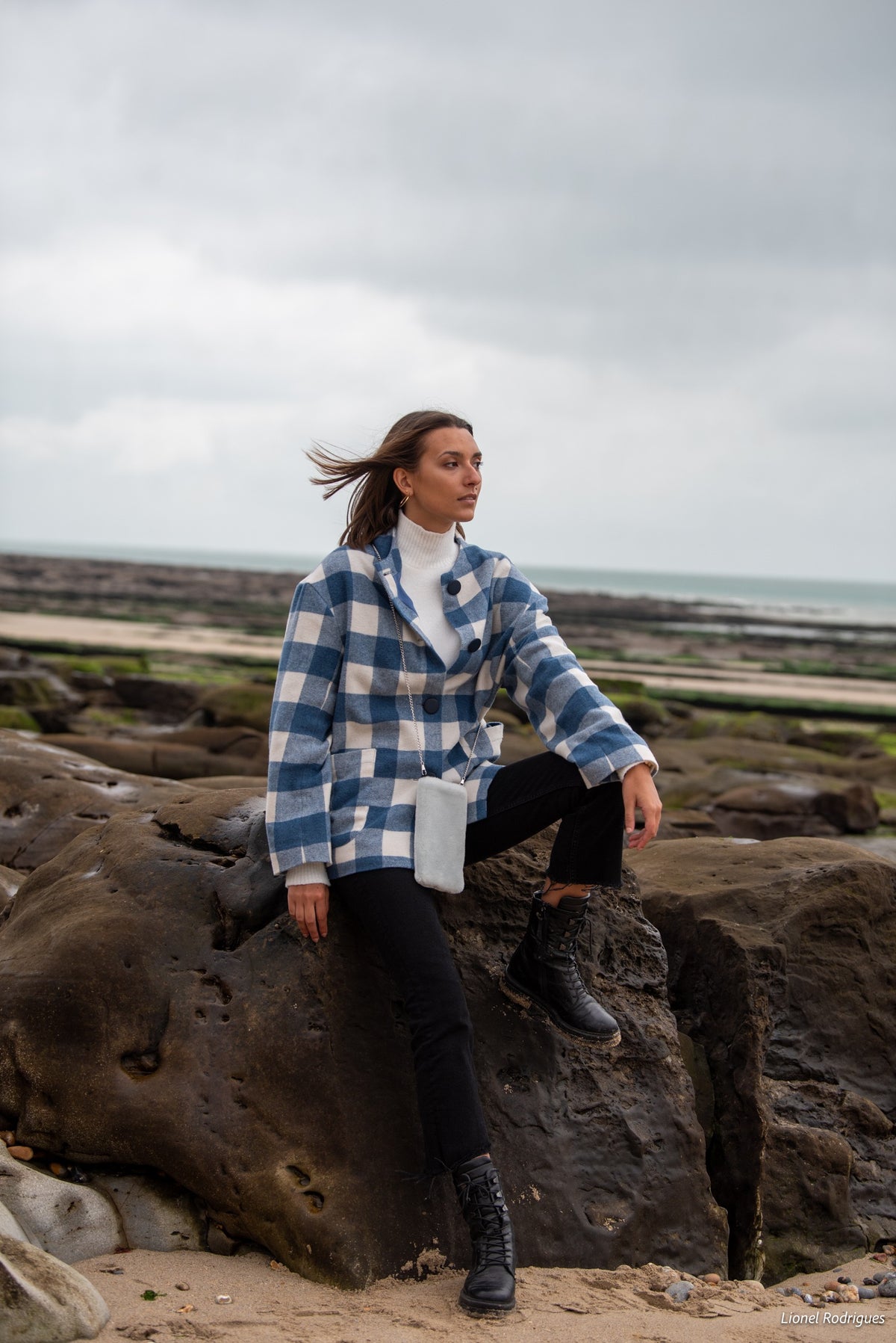 Veste Augustine à carreaux et en laine